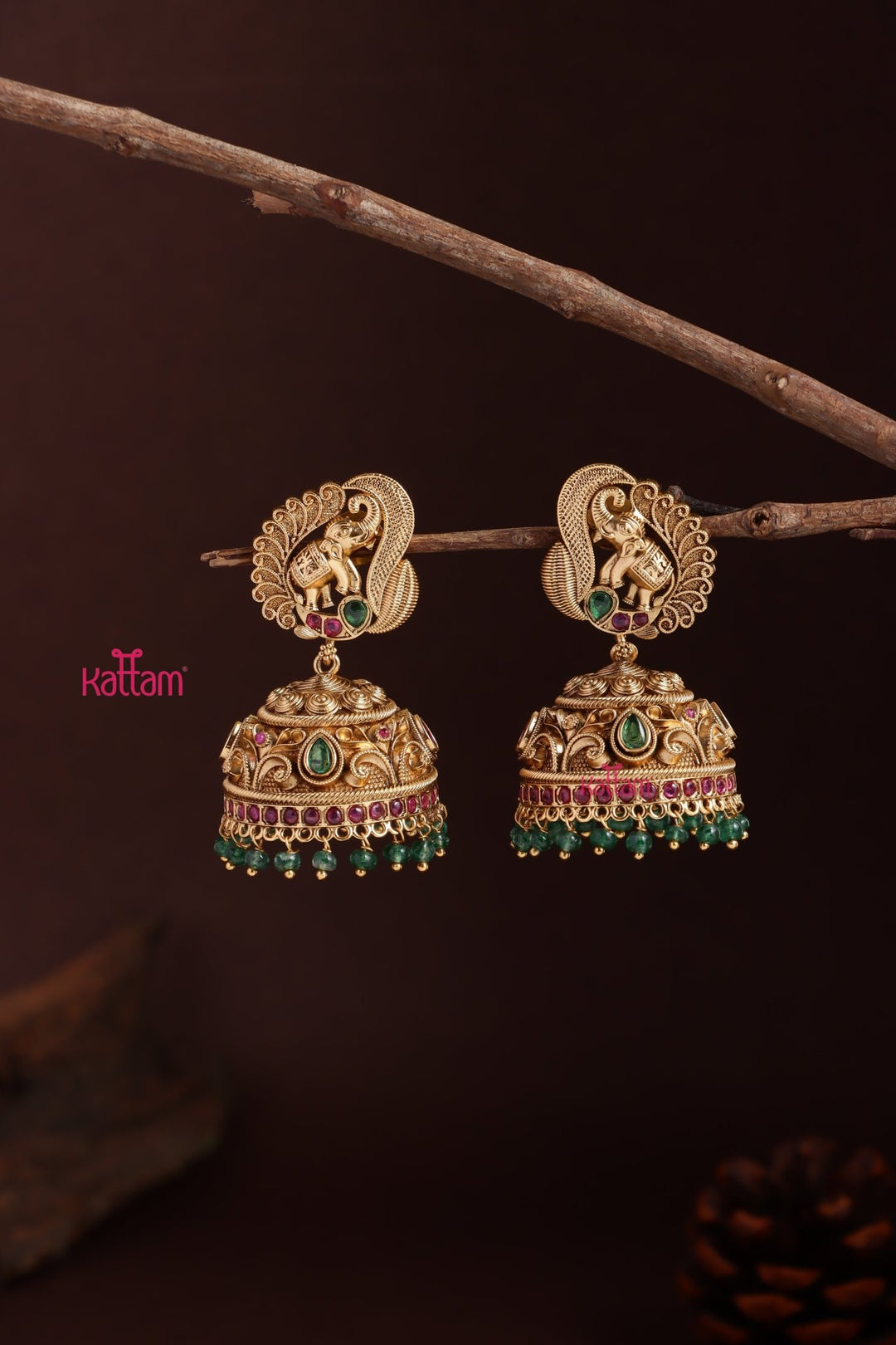 Thilak Elephant Stone Bold Jhumka - E1240