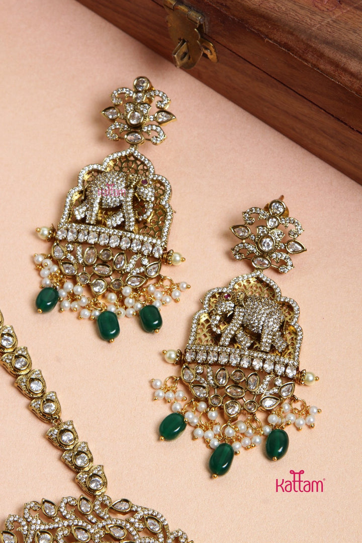 Thisha Premium Victorian Motif Haram - Green - N6127