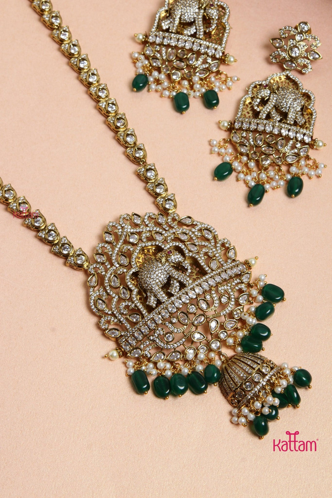 Thisha Premium Victorian Motif Haram - Green - N6127