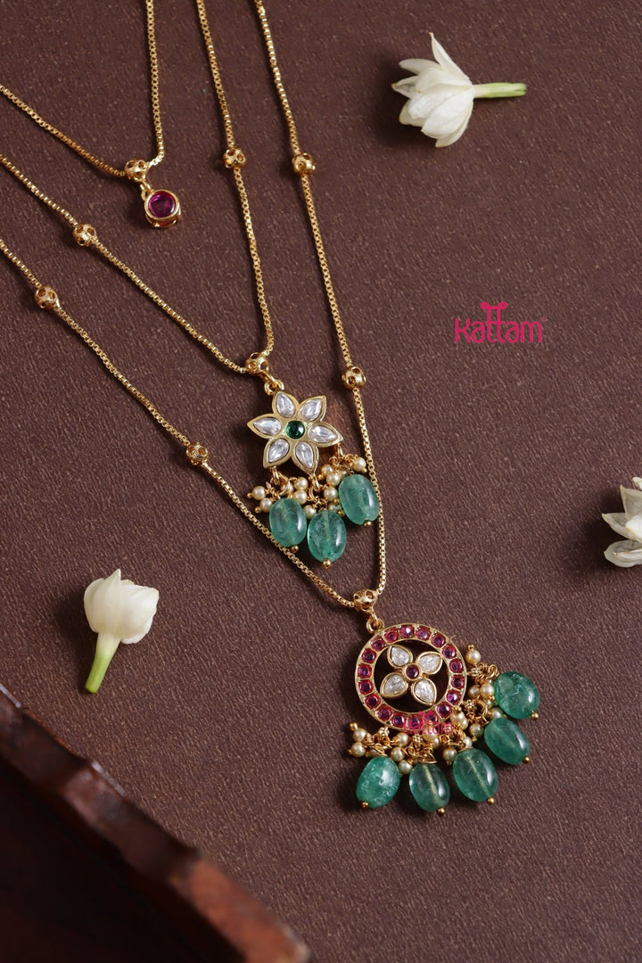 Triple Layer White Flower Chain Set - N3803