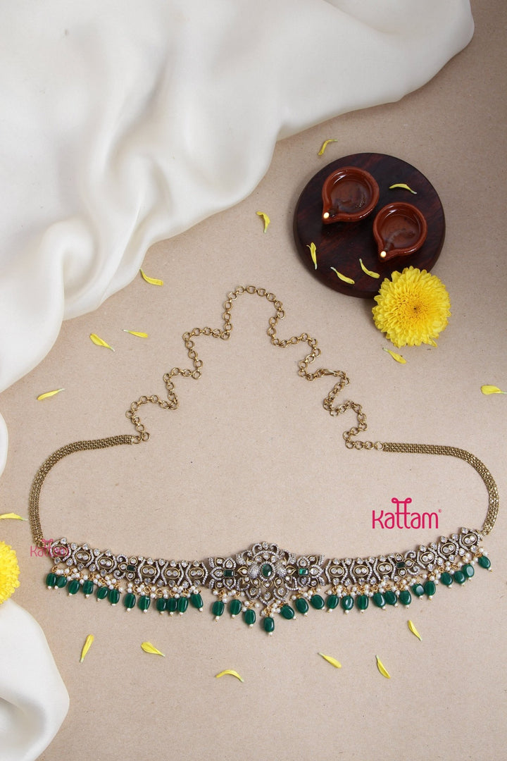 Victorian AD Flourish Semi Bridal Hip Chain - Green - HB147