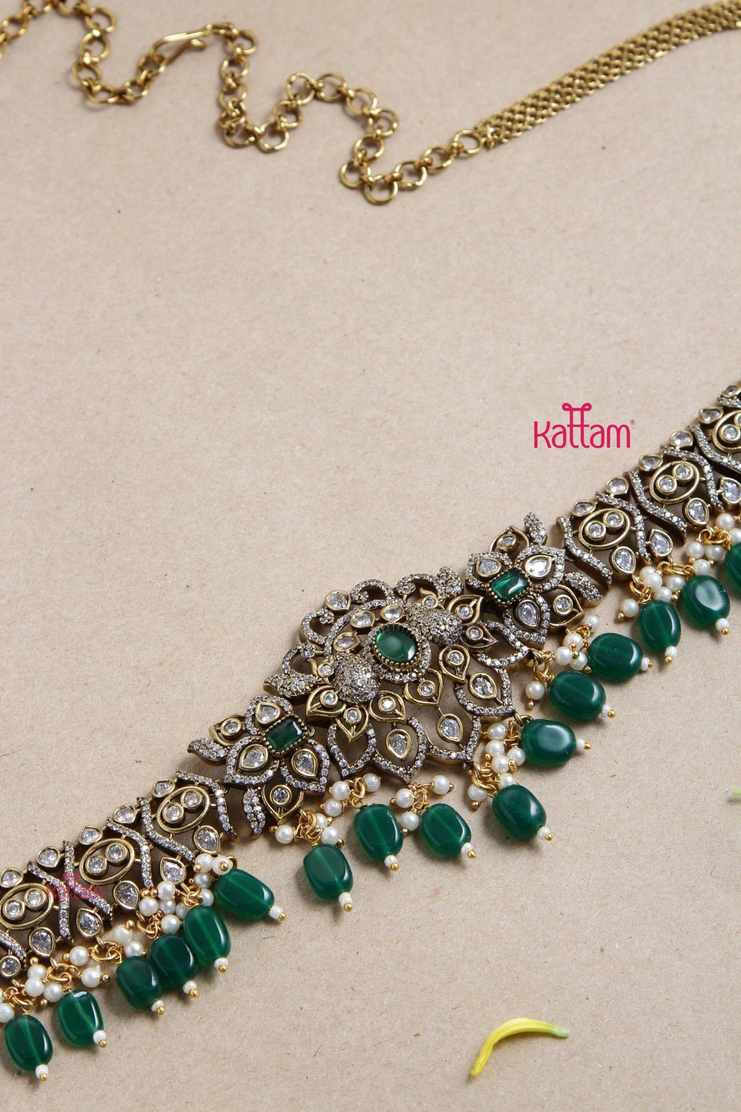 Victorian AD Flourish Semi Bridal Hip Chain - Green - HB147