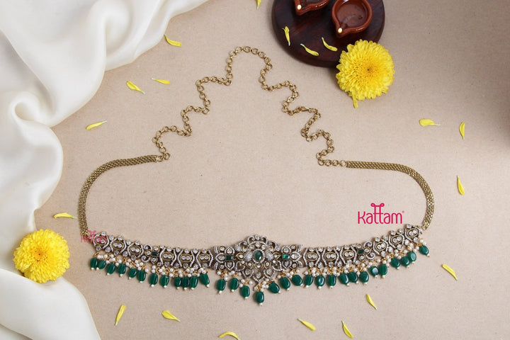 Victorian AD Flourish Semi Bridal Hip Chain - Green - HB147