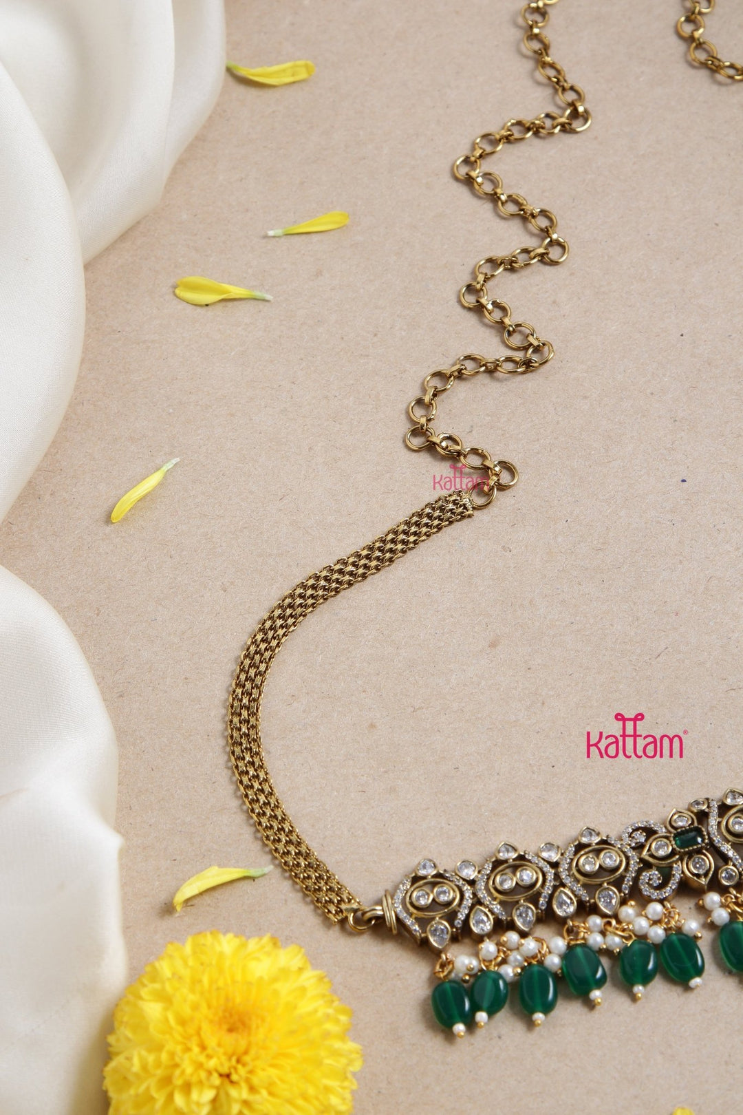 Victorian AD Flourish Semi Bridal Hip Chain - Green - HB147