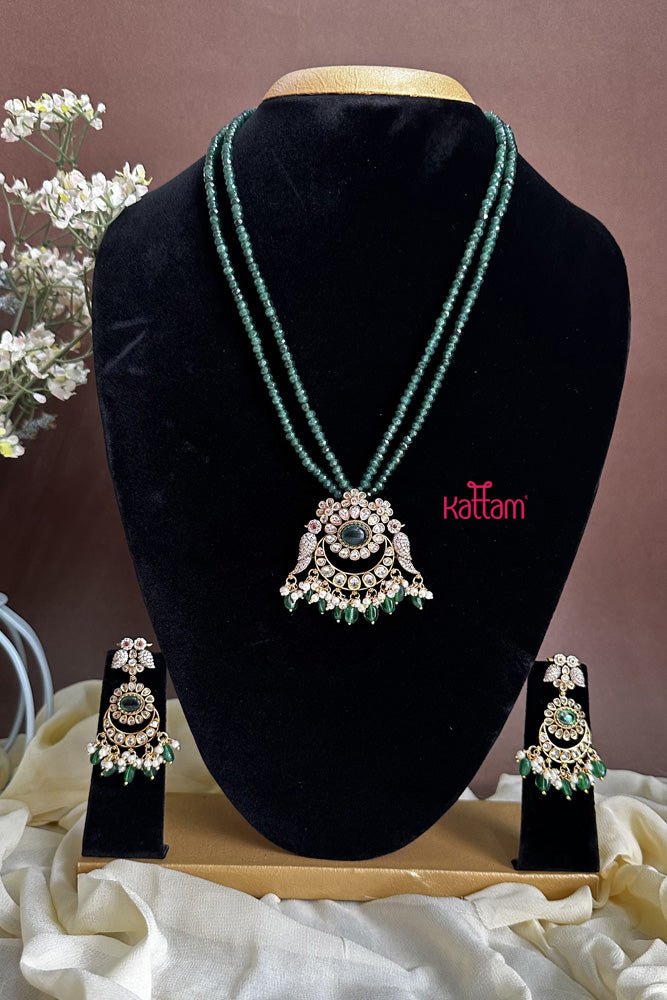 Victorian AD Stone Peacock Crystal Beads Chain - N2271