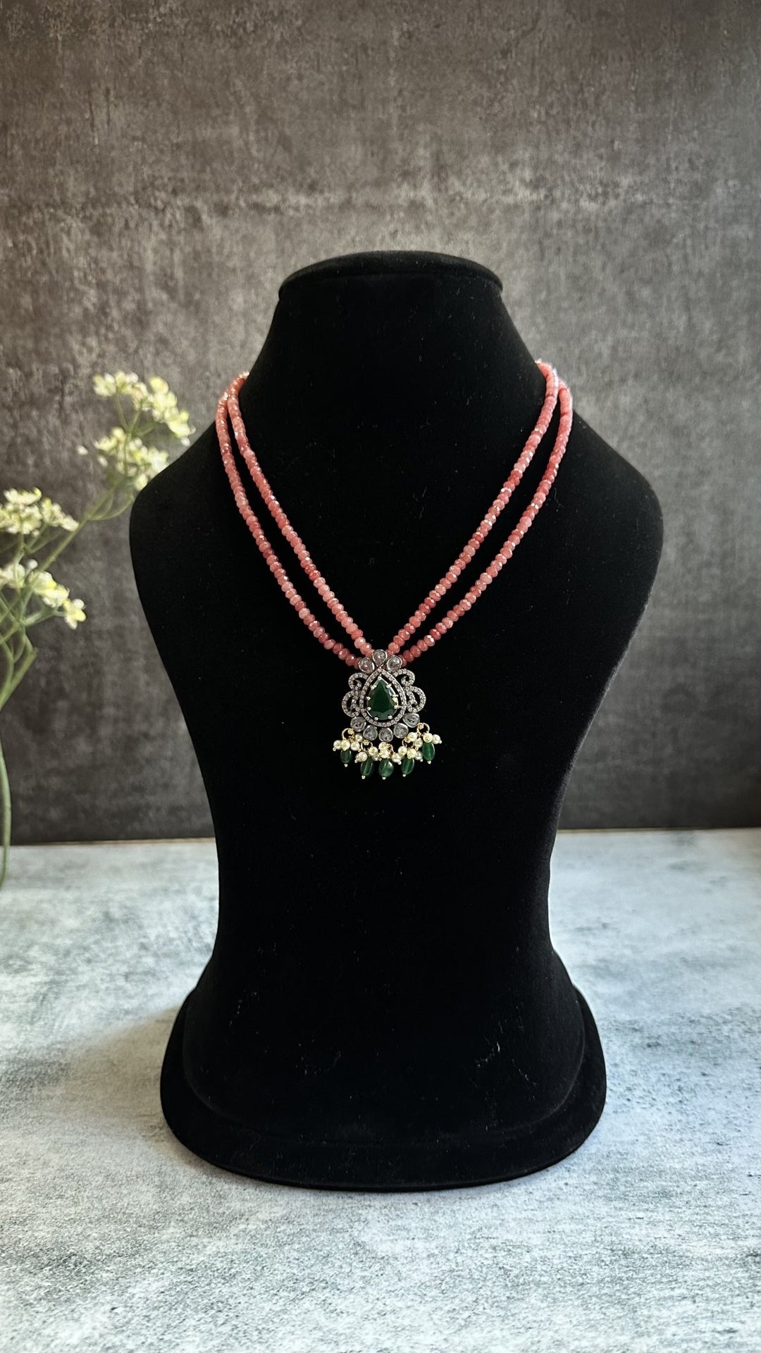 Victorian Diamond Peach Crystal Beads - N2229