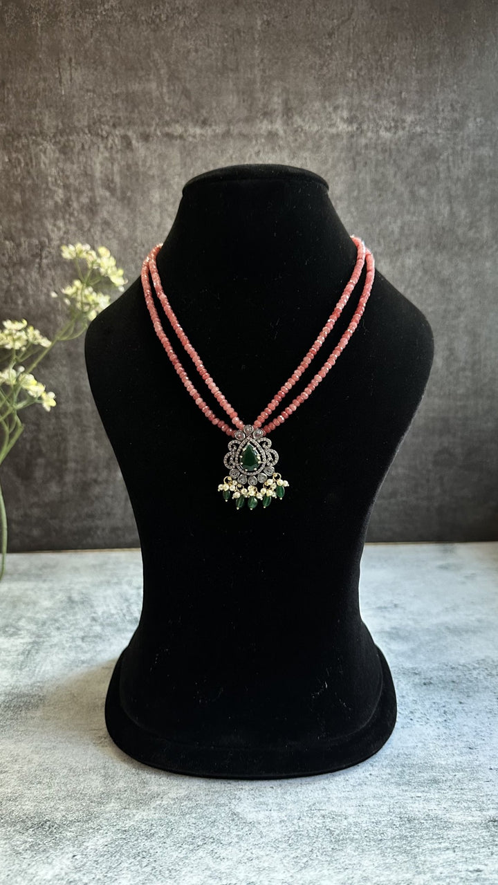 Victorian Diamond Peach Crystal Beads - N2229