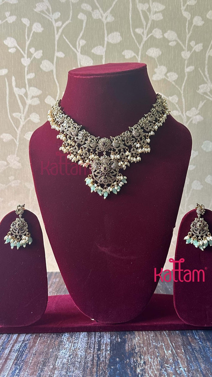Victorian Diamond Peacock Semi Bridal Necklace - N5054