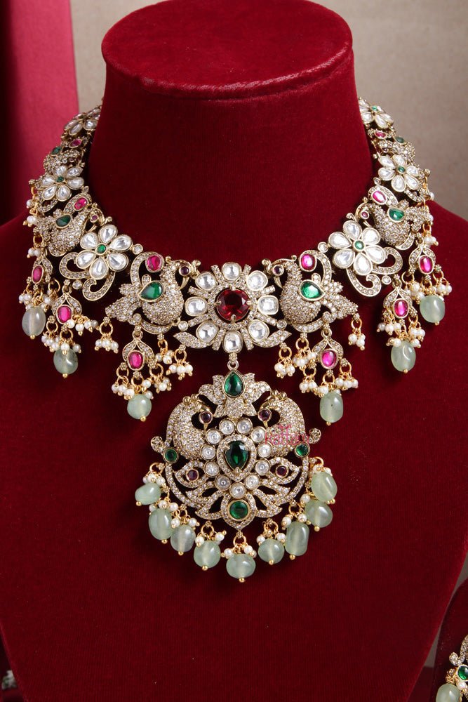Victorian Diamond Stone Semi Bridal Necklace - N6001