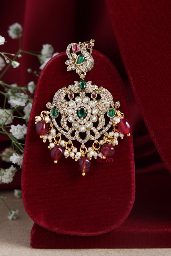 Victorian Diamond Stone Semi Bridal Ruby Necklace - N6003