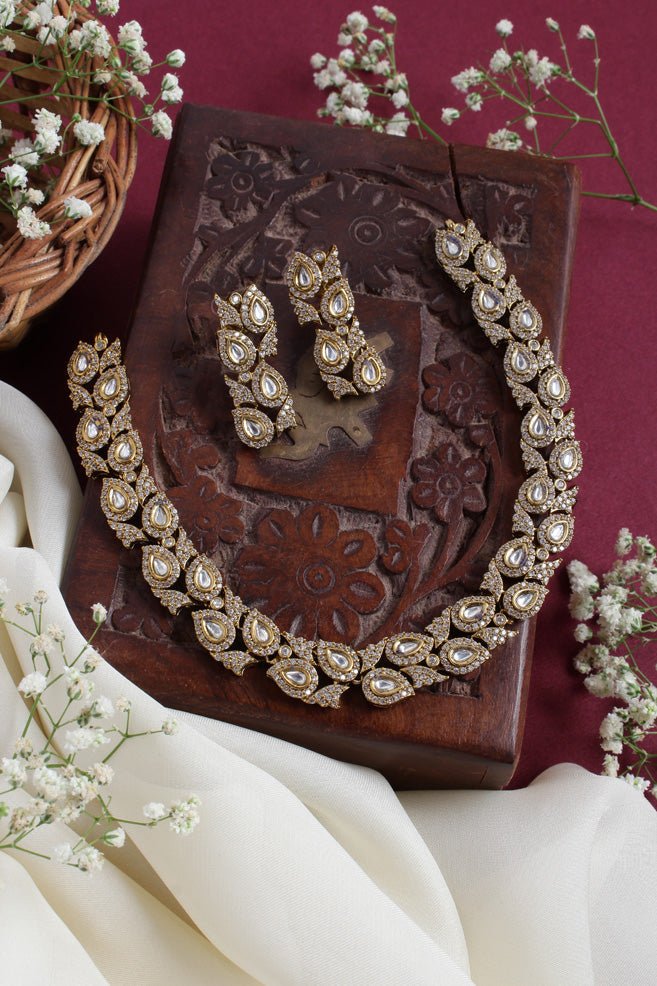 Victorian Diamond White Drop Stone choker - Main Image