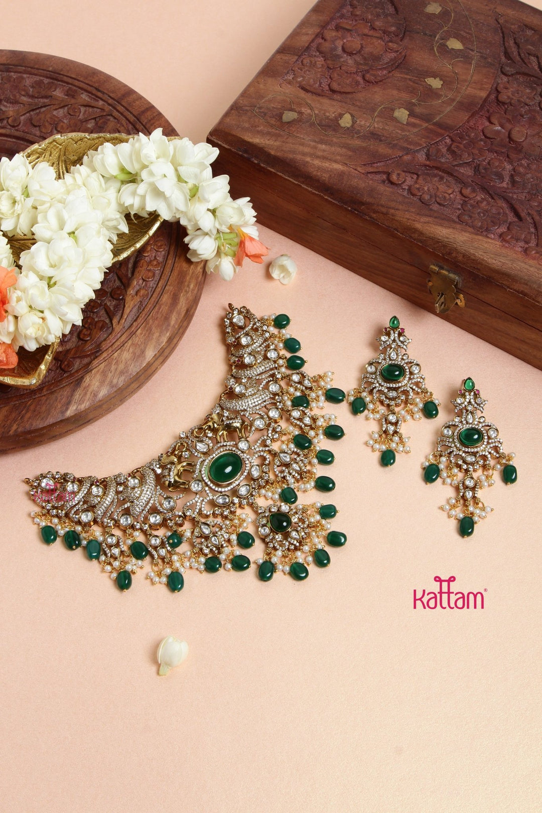 Victoriya Grand Bridal Choker - Green - N6122