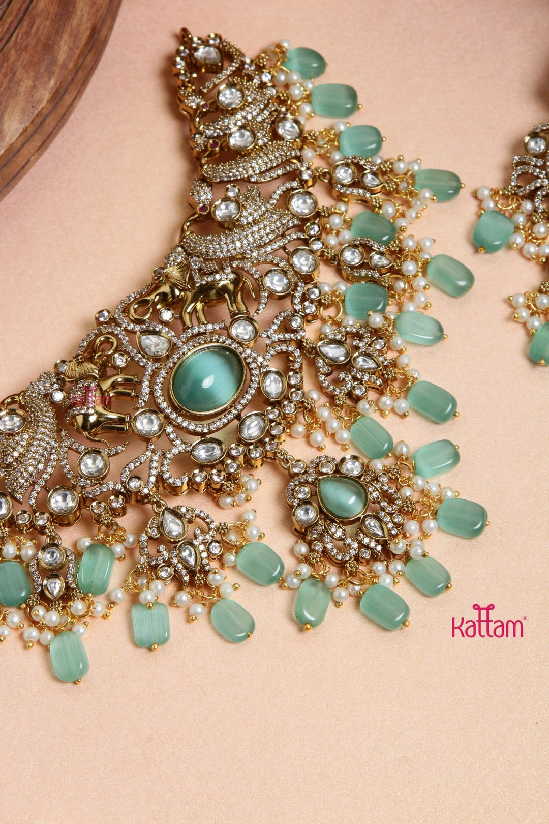 Victoriya Grand Bridal Choker - Pastel Green - N6123