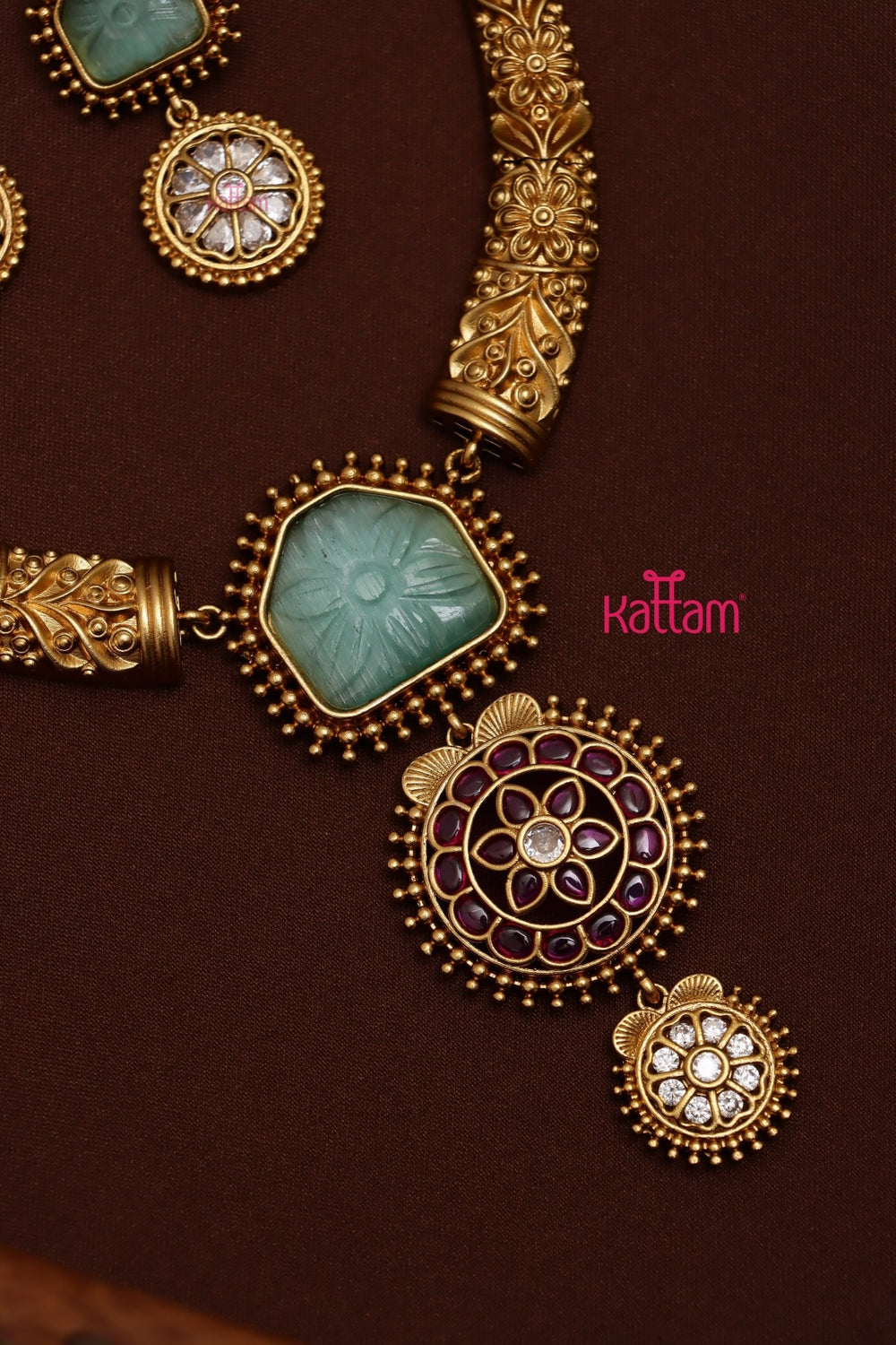 Viya - Engraved Hasli Pastelgreen Choker - N3579