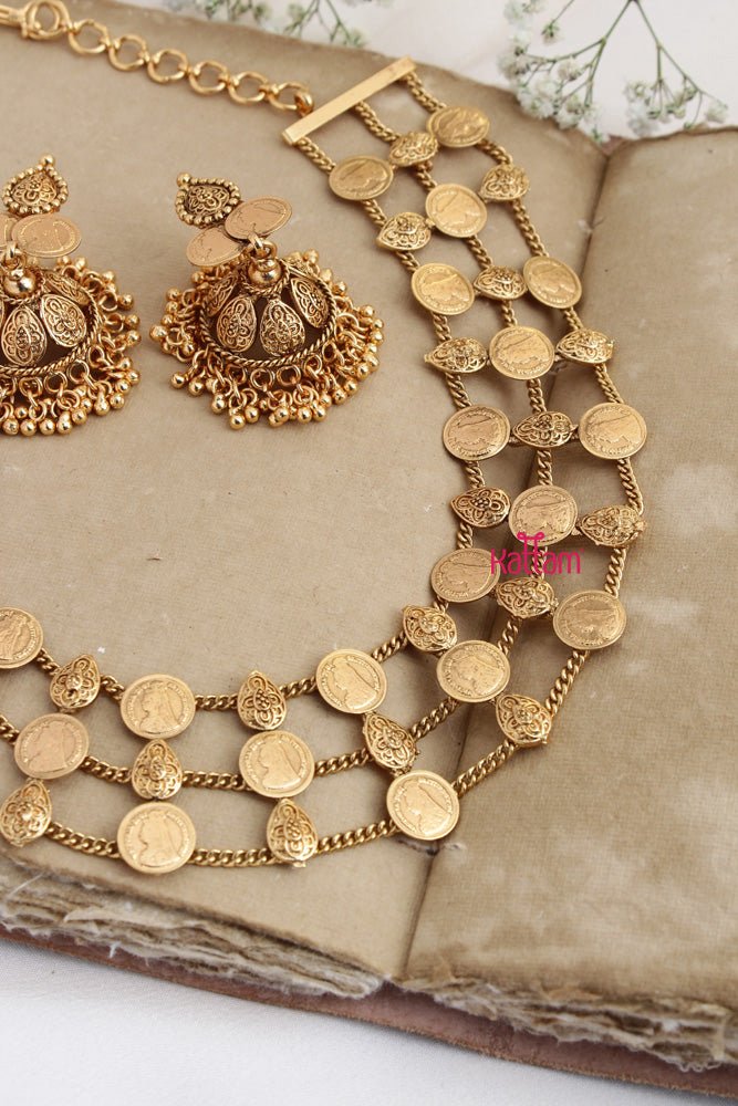 Yuva - Layered Queen Coin Necklace - N2285