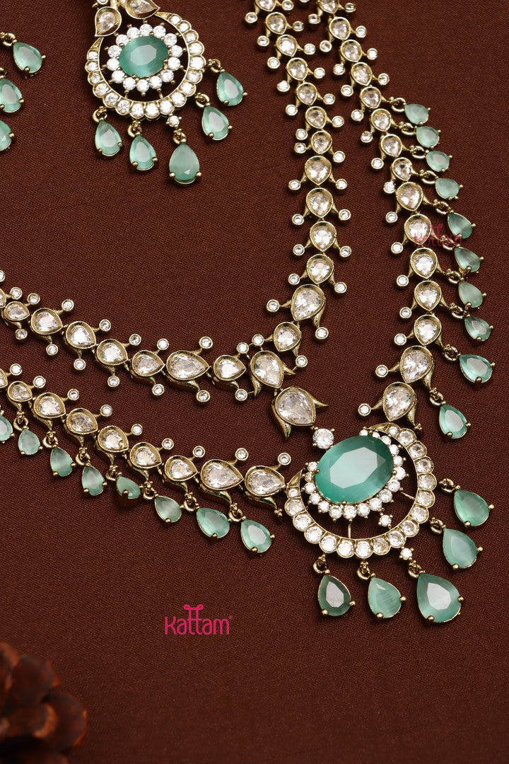 Zaveri - AD Layered Pastelgreen Necklace - N5278