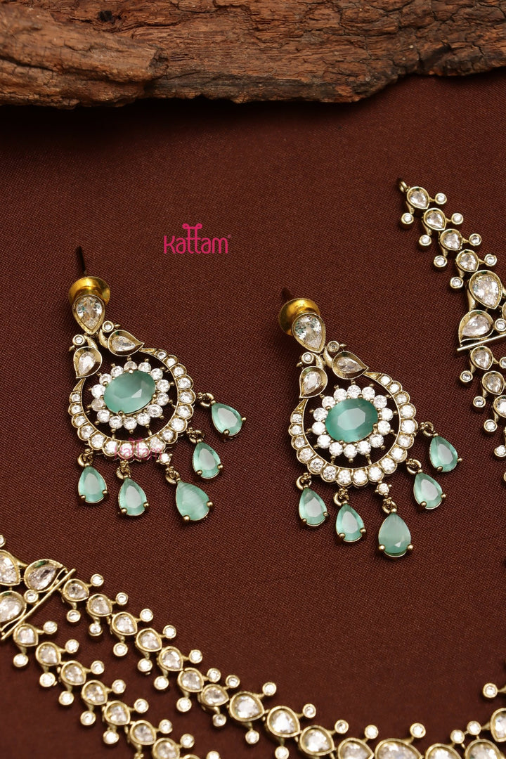 Zaveri - AD Layered Pastelgreen Necklace - N5278