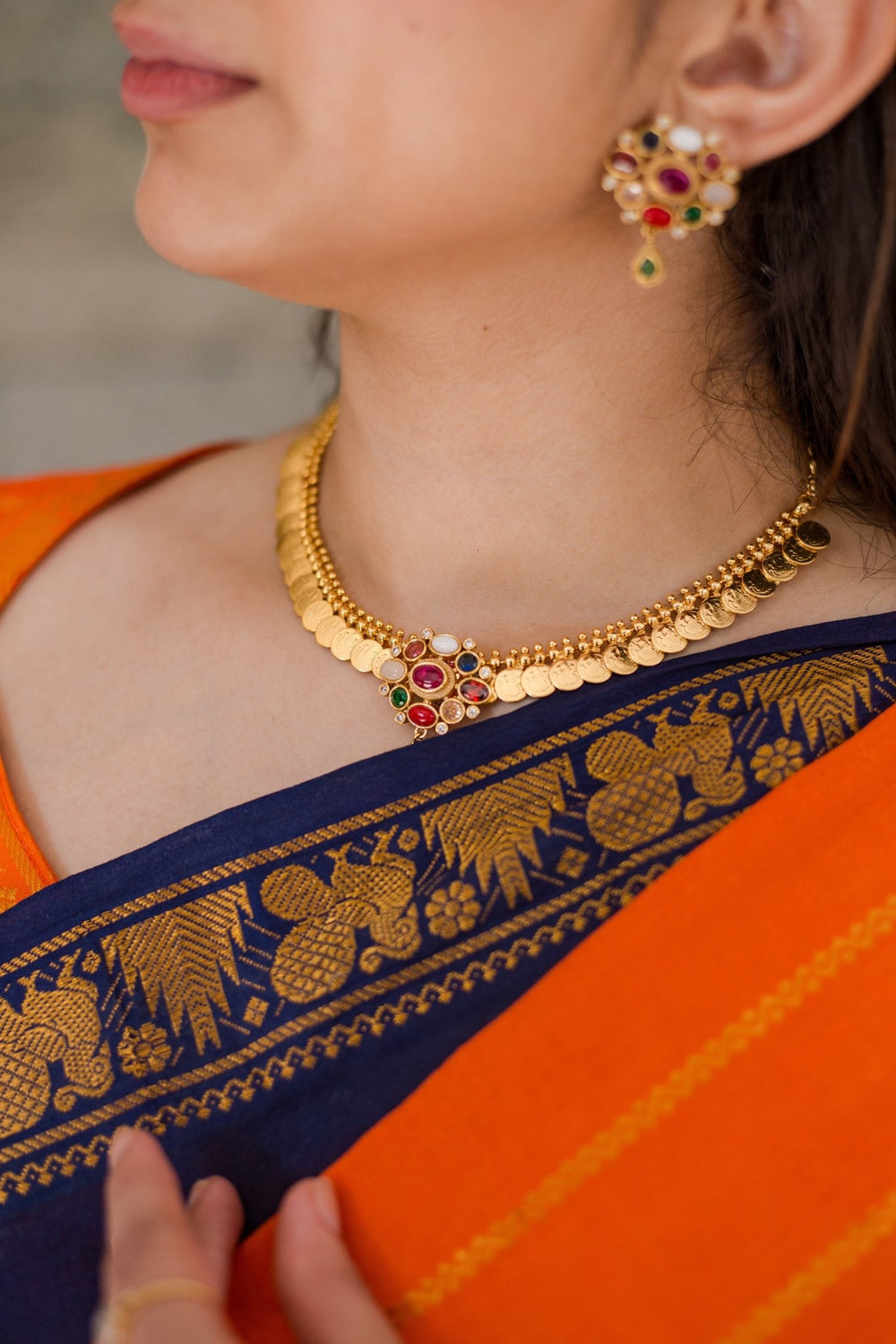 2 in 1 Navarathna Coin Choker - N3033