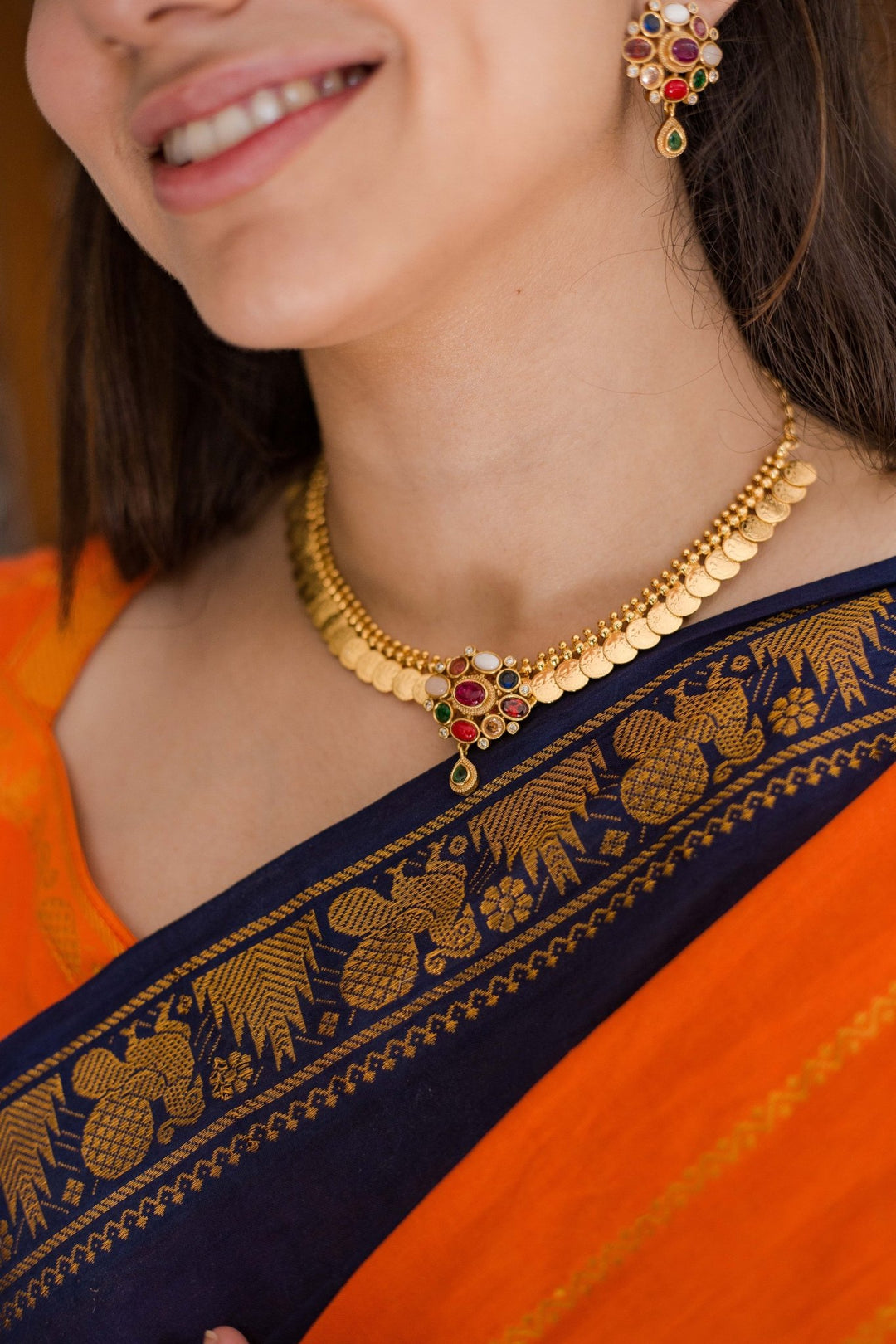 2 in 1 Navarathna Coin Choker - N3033