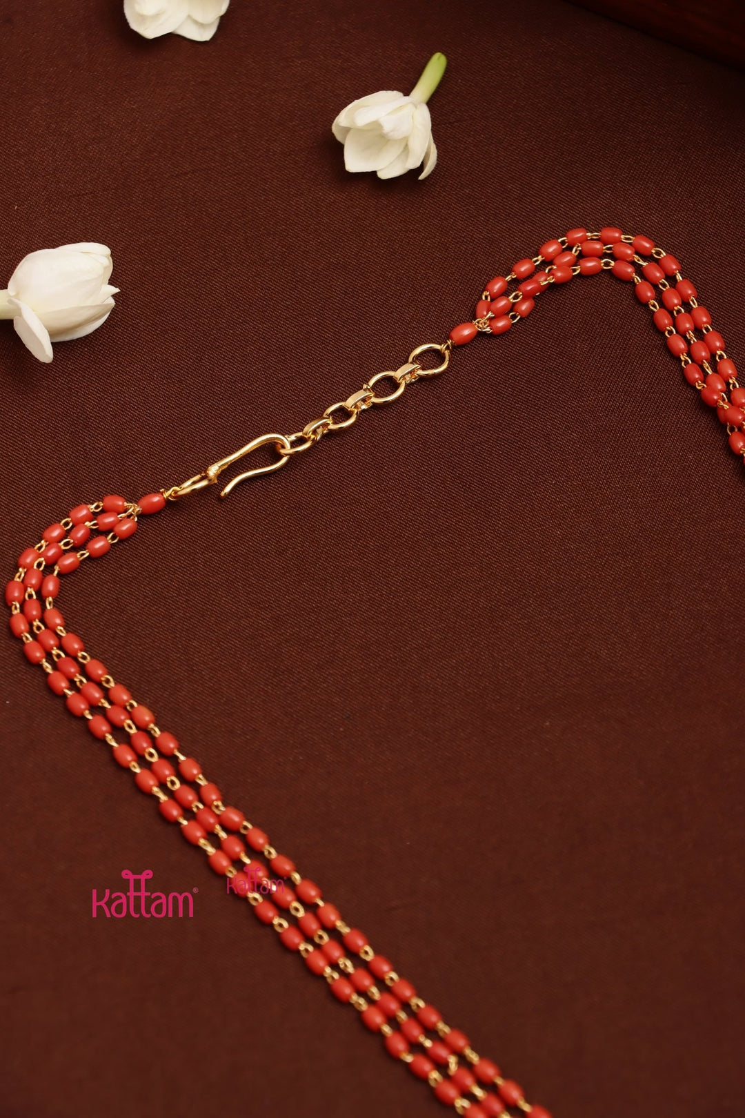 2.5 MM 3L - Oval Bead Coral Mala - N3732