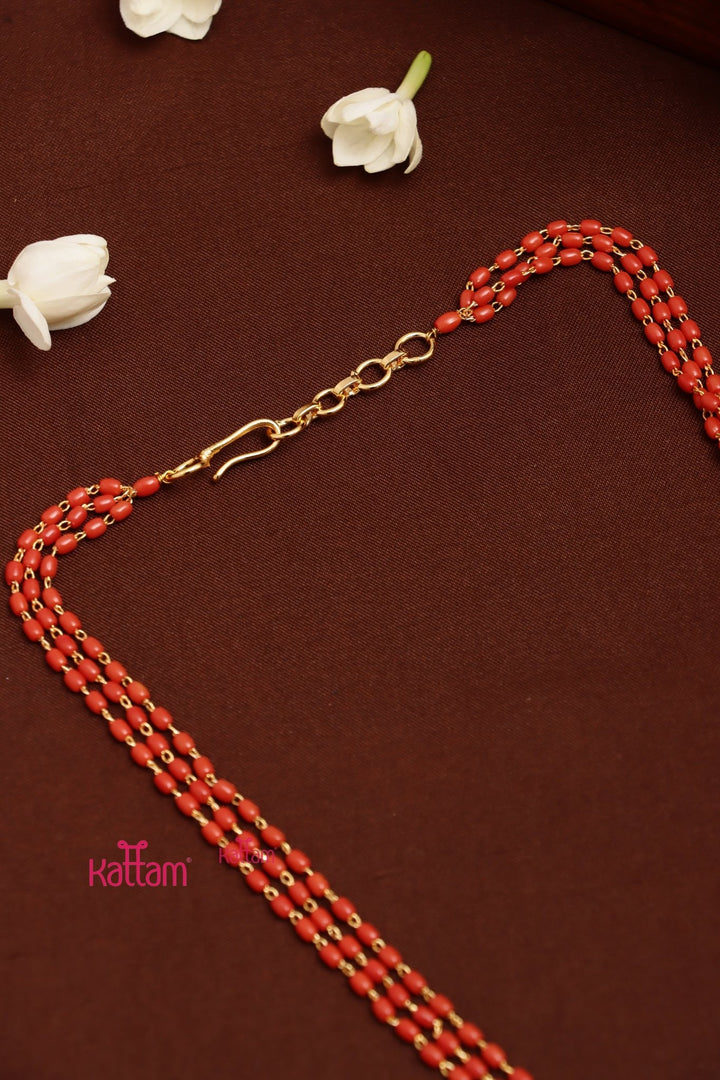 2.5 MM 3L - Oval Bead Coral Mala - N3732