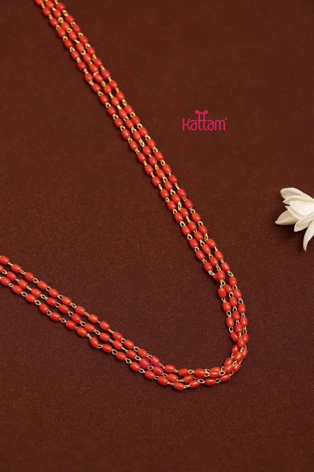 2.5 MM 3L - Oval Bead Coral Mala - N3732