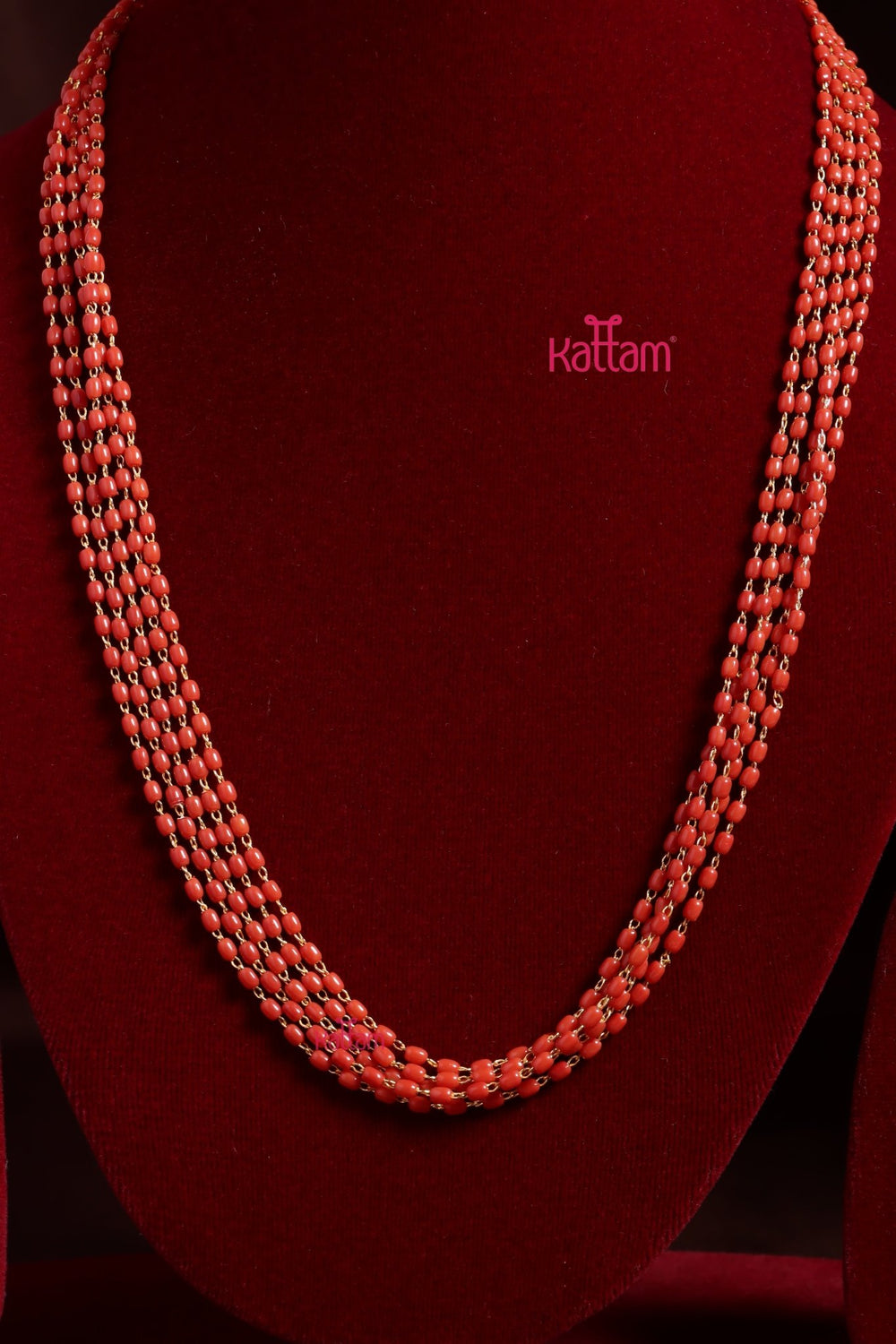 2.5 MM 5L - Oval Bead Coral Mala - N3731