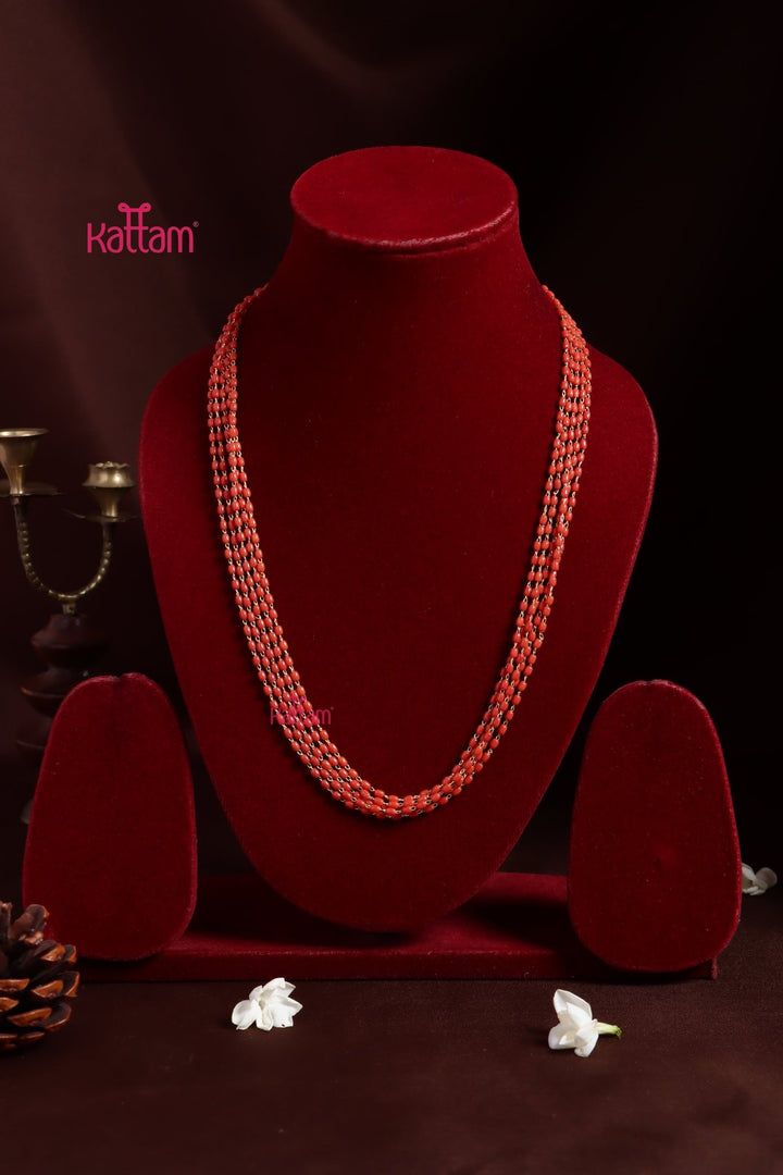2.5 MM 5L - Oval Bead Coral Mala - N3731