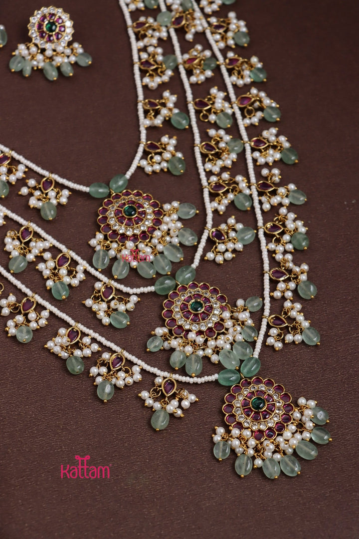3 Layer Chakra Kundan Panchalada Haram - N3839