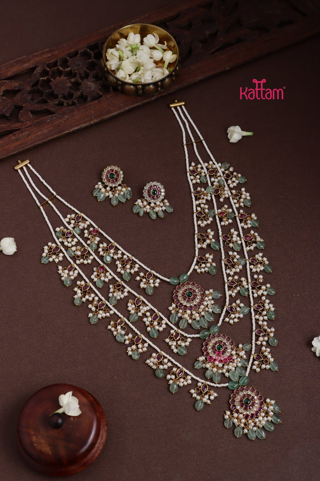 3 Layer Chakra Kundan Panchalada Haram - N3839