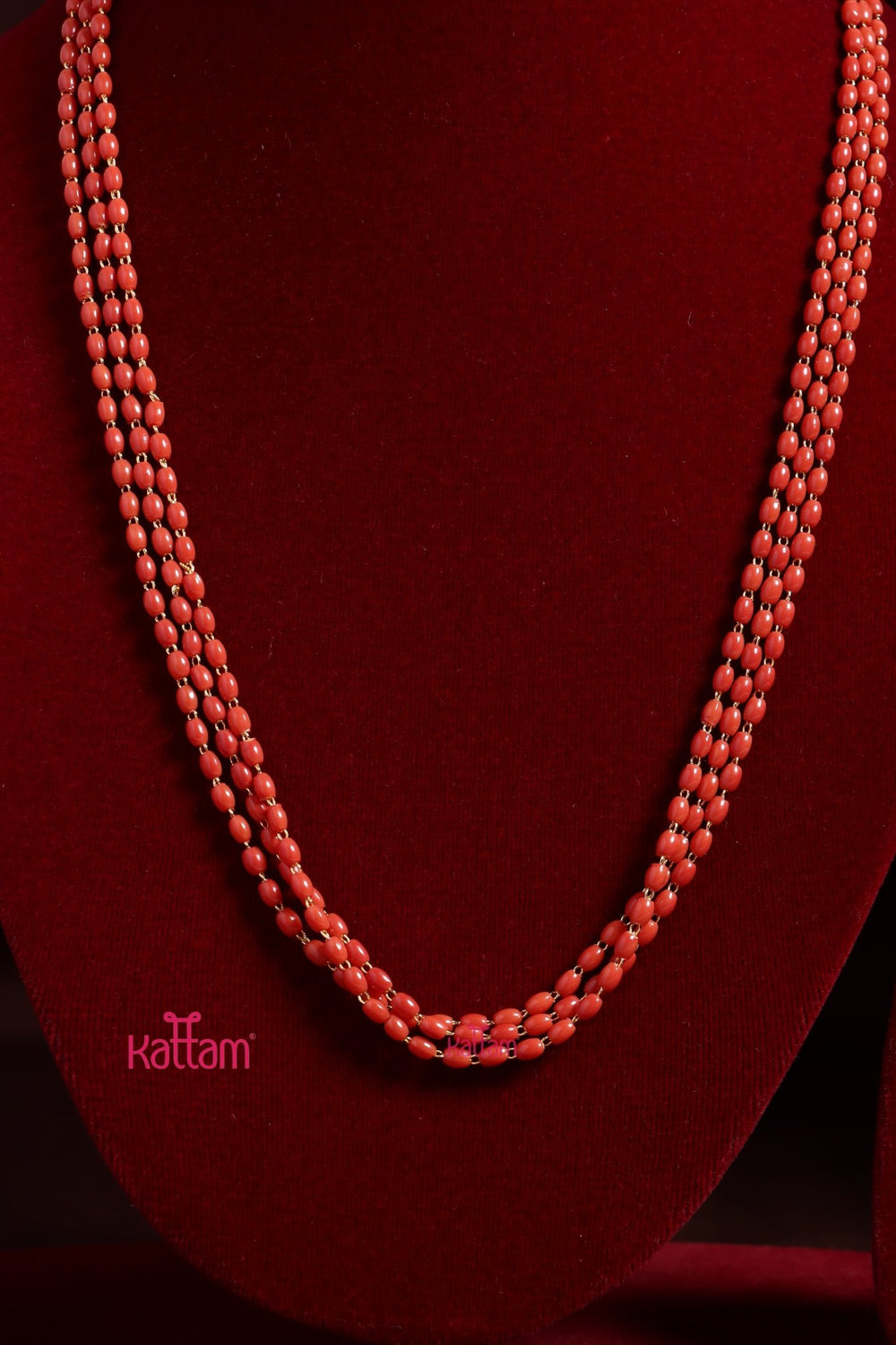3 MM 3L - Oval Bead Coral Mala - N3736