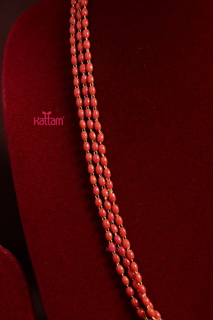3 MM 3L - Oval Bead Coral Mala - N3736