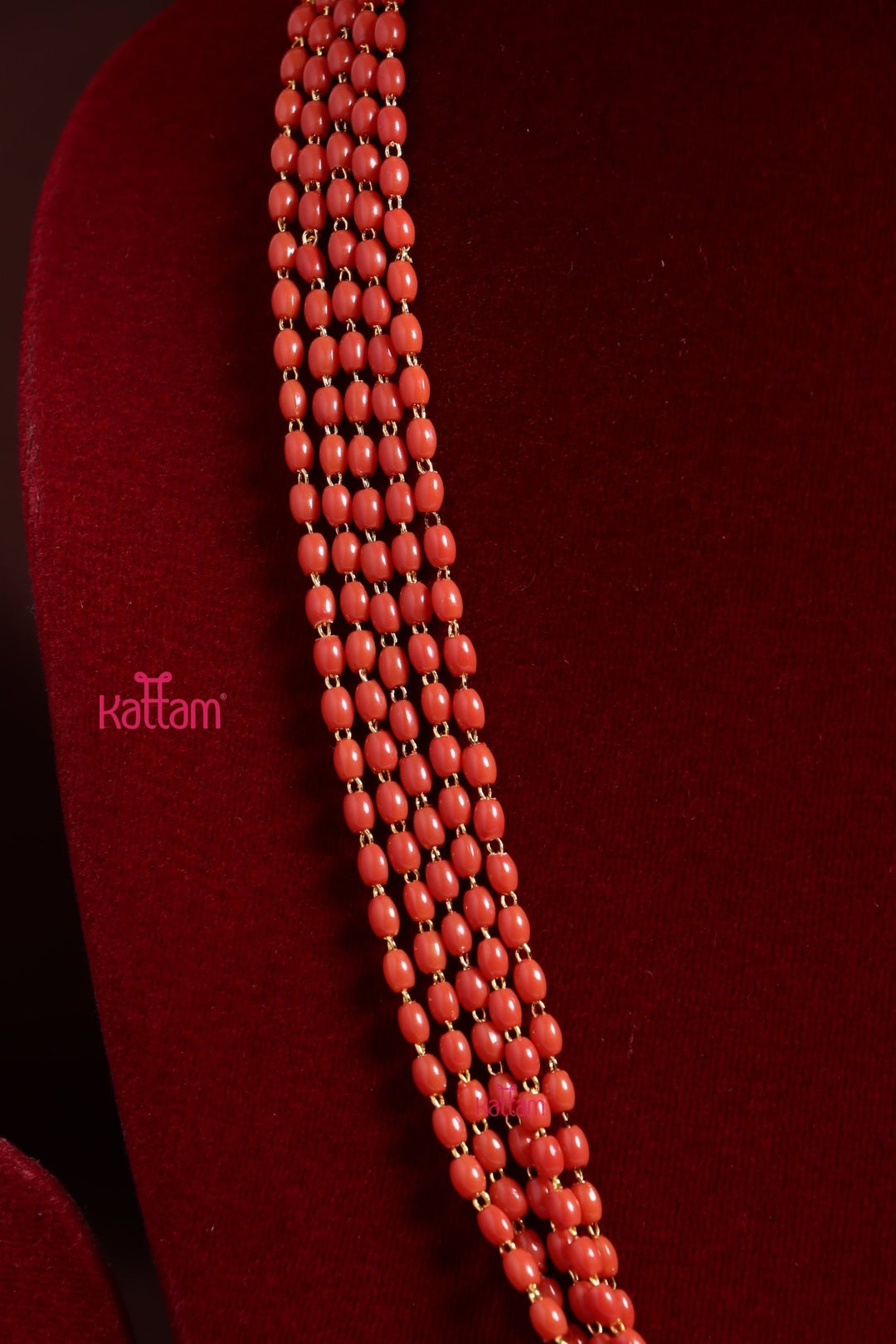 3MM 5L - Oval Bead Coral Mala - N3733
