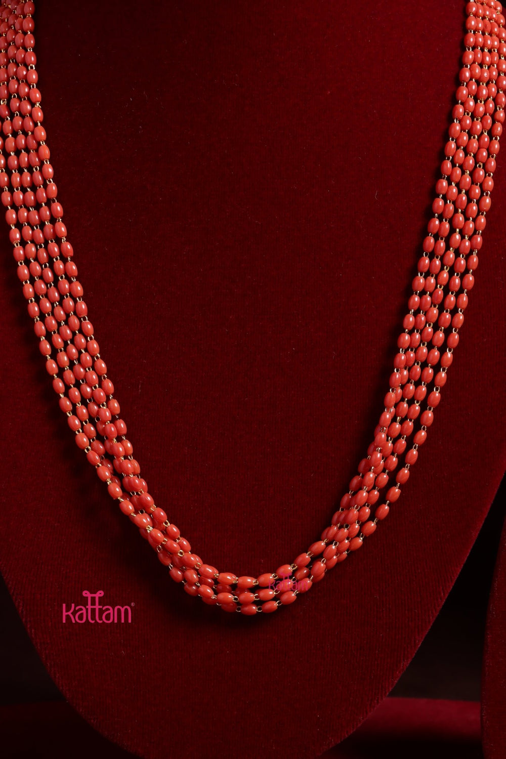 3MM 5L - Oval Bead Coral Mala - N3733