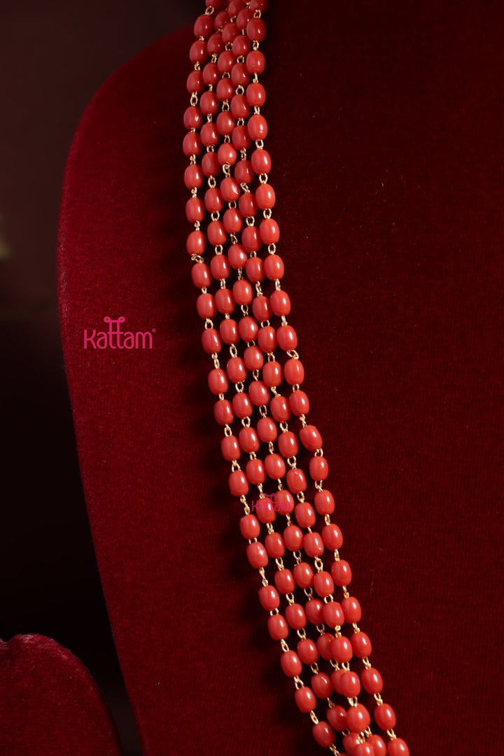 4 MM Oval 5L - Oval Bead Coral Mala - N3735