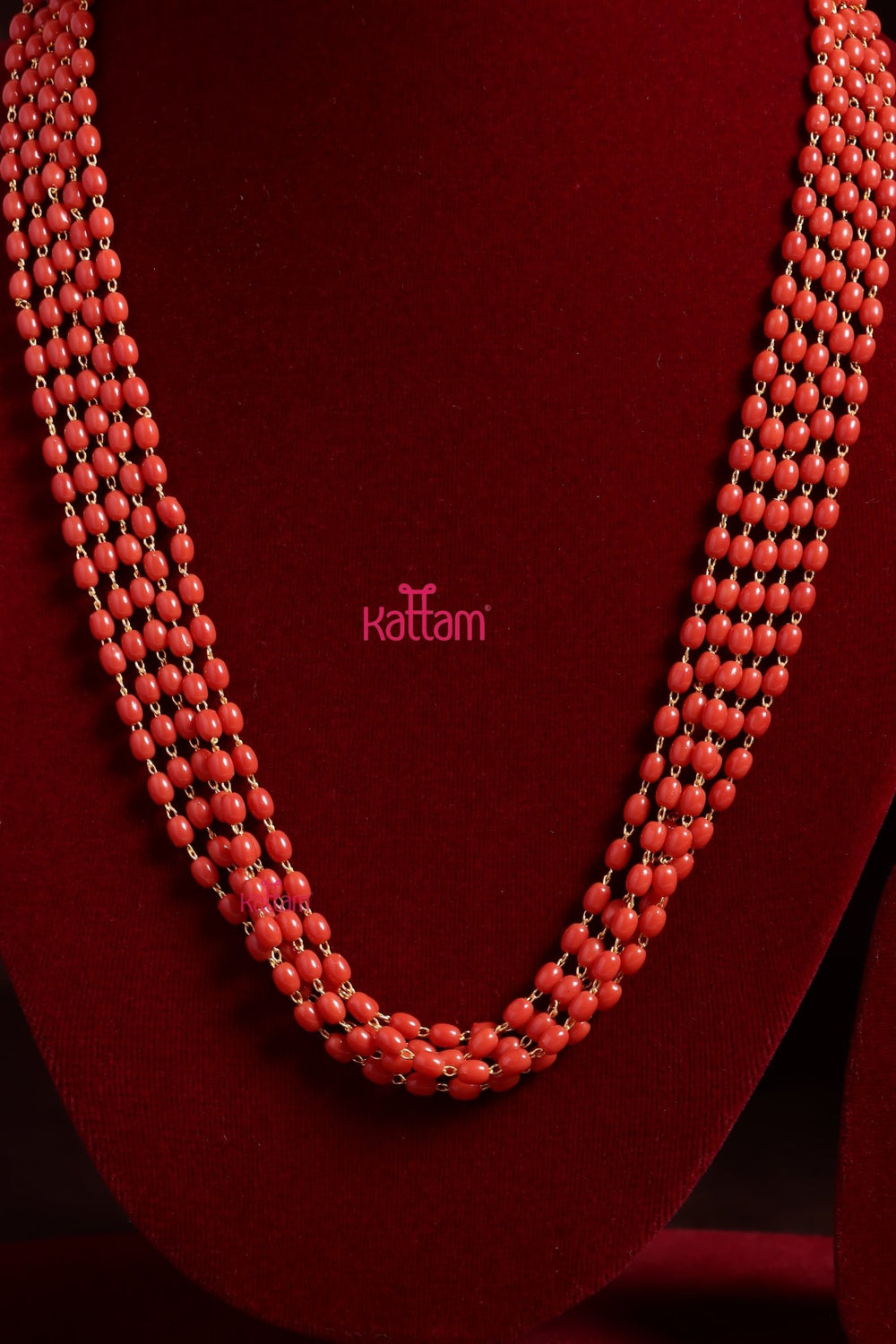 4 MM Oval 5L - Oval Bead Coral Mala - N3735