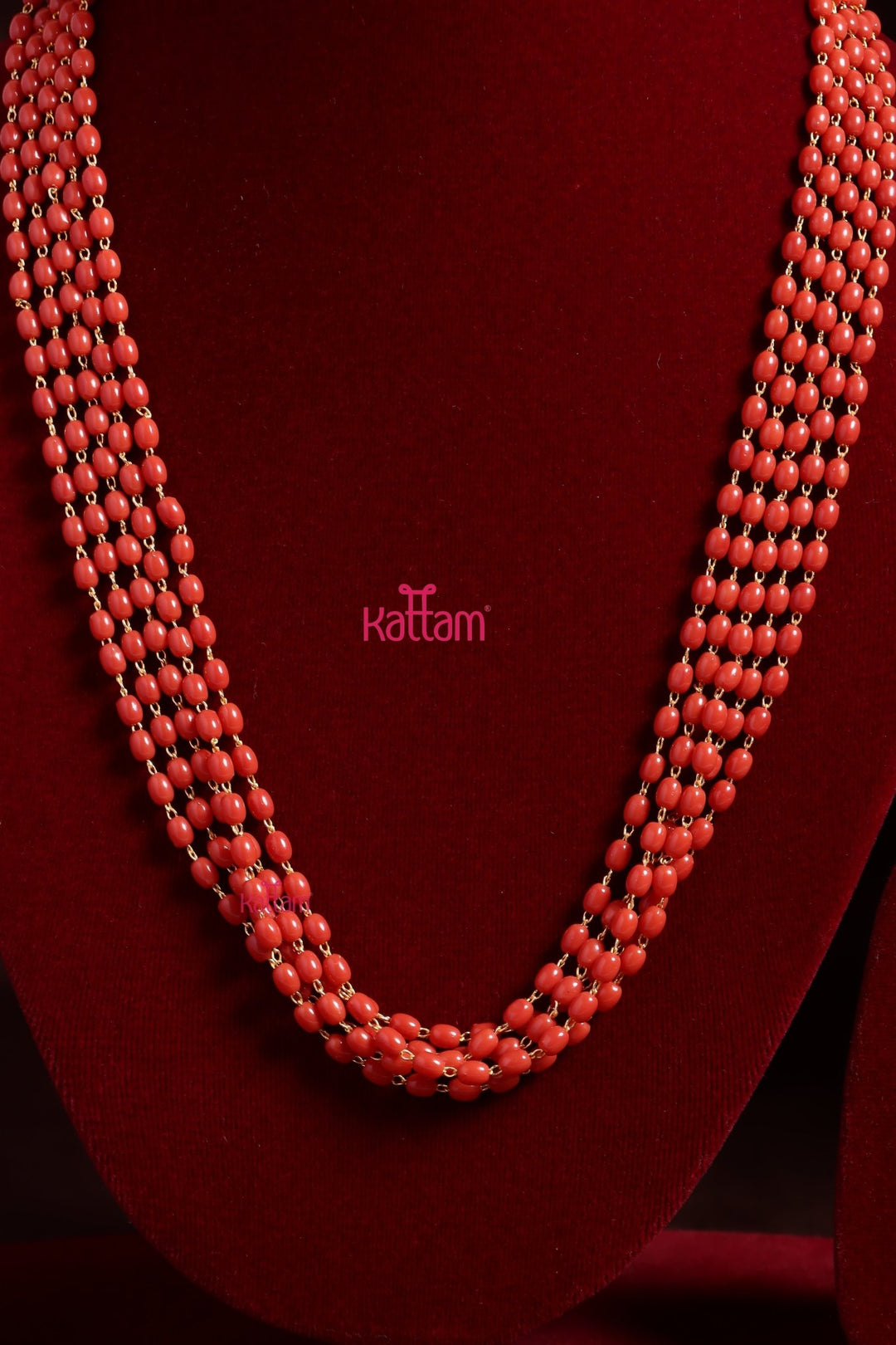 4 MM Oval 5L - Oval Bead Coral Mala - N3735