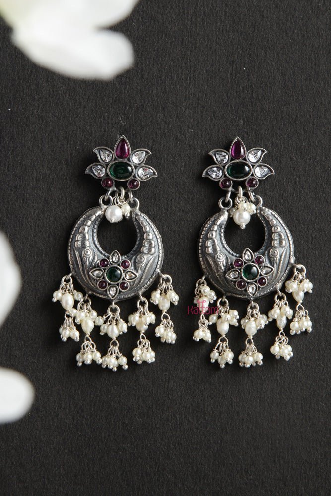 92.5 Silver Chanbali Pearl Earring - SJE011