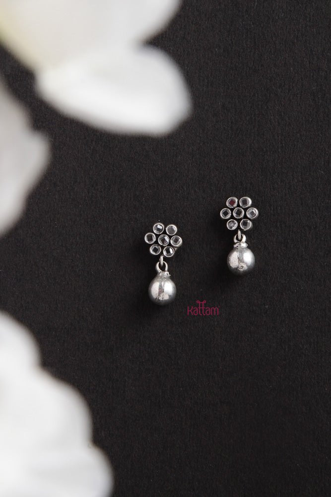 92.5 Silver Drop Stone Earring - SJE001
