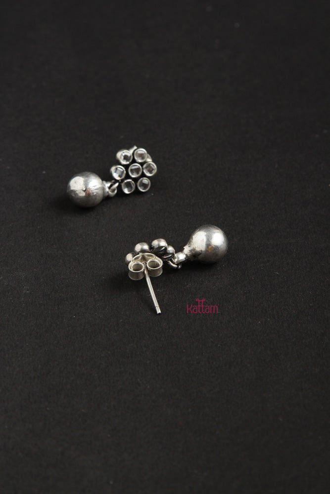 92.5 Silver Drop Stone Earring - SJE001
