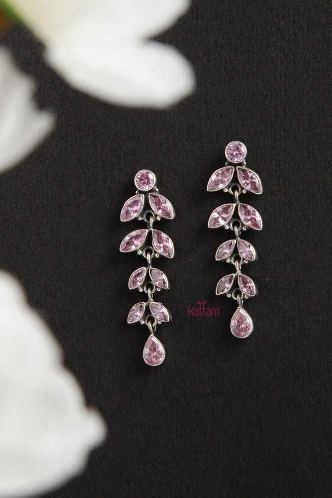 92.5 Silver Pastel Pink Drop Earring - SJE006