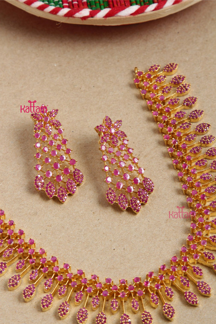 AD Spike Leaf Ruby Choker - N5062