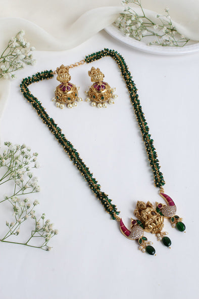 Green Crystal Lakshmi Dollar Chain