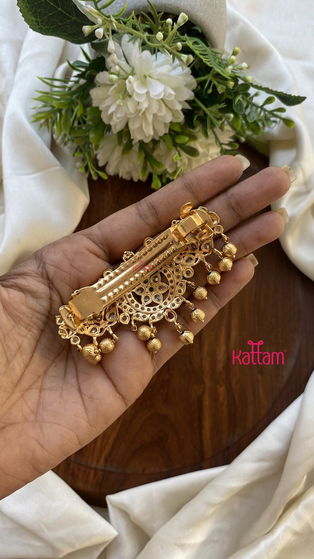 Multistone Peacock Goldball Hair Clip