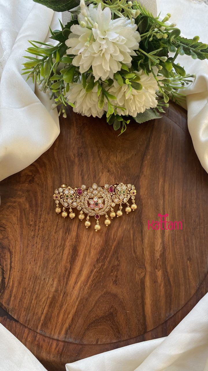 Multistone Peacock Goldball Hair Clip