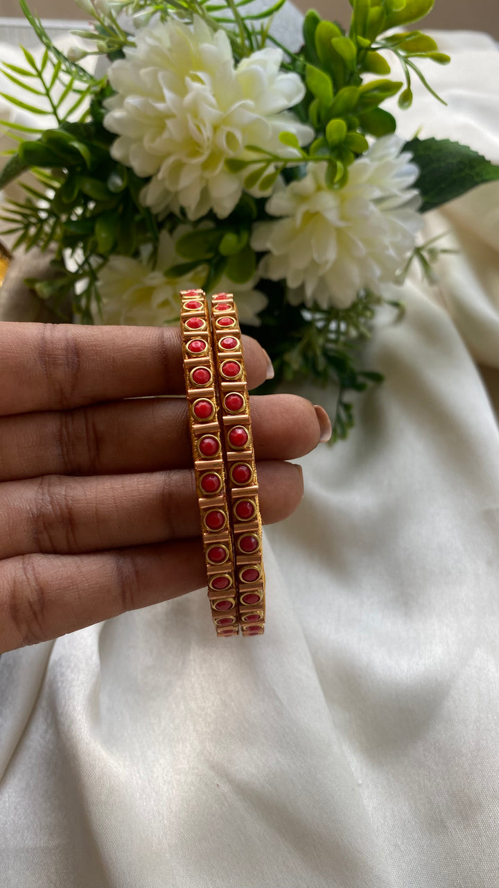 Dot Handmade Kundan Bangles (Set of 2 -  9 Colour Options Available )