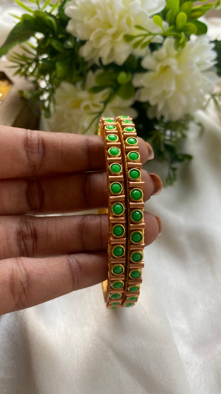 Dot Handmade Kundan Bangles (Set of 2 -  9 Colour Options Available )