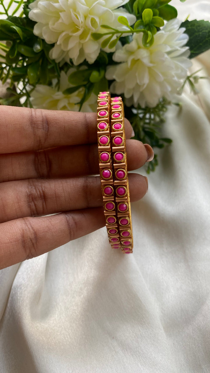 Dot Handmade Kundan Bangles (Set of 2 -  9 Colour Options Available )