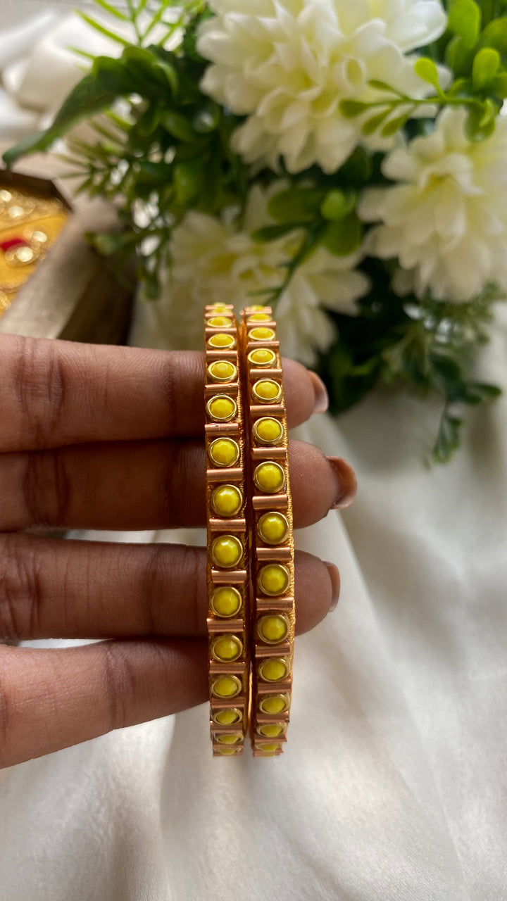 Dot Handmade Kundan Bangles (Set of 2 -  9 Colour Options Available )