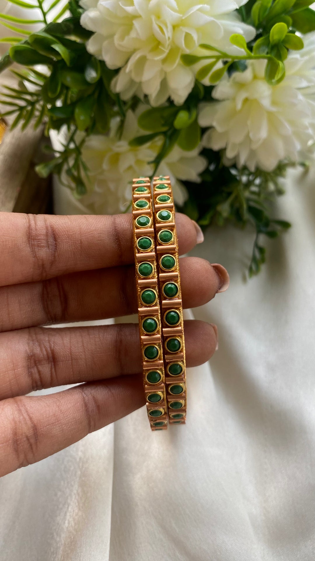 Dot Handmade Kundan Bangles (Set of 2 -  9 Colour Options Available )